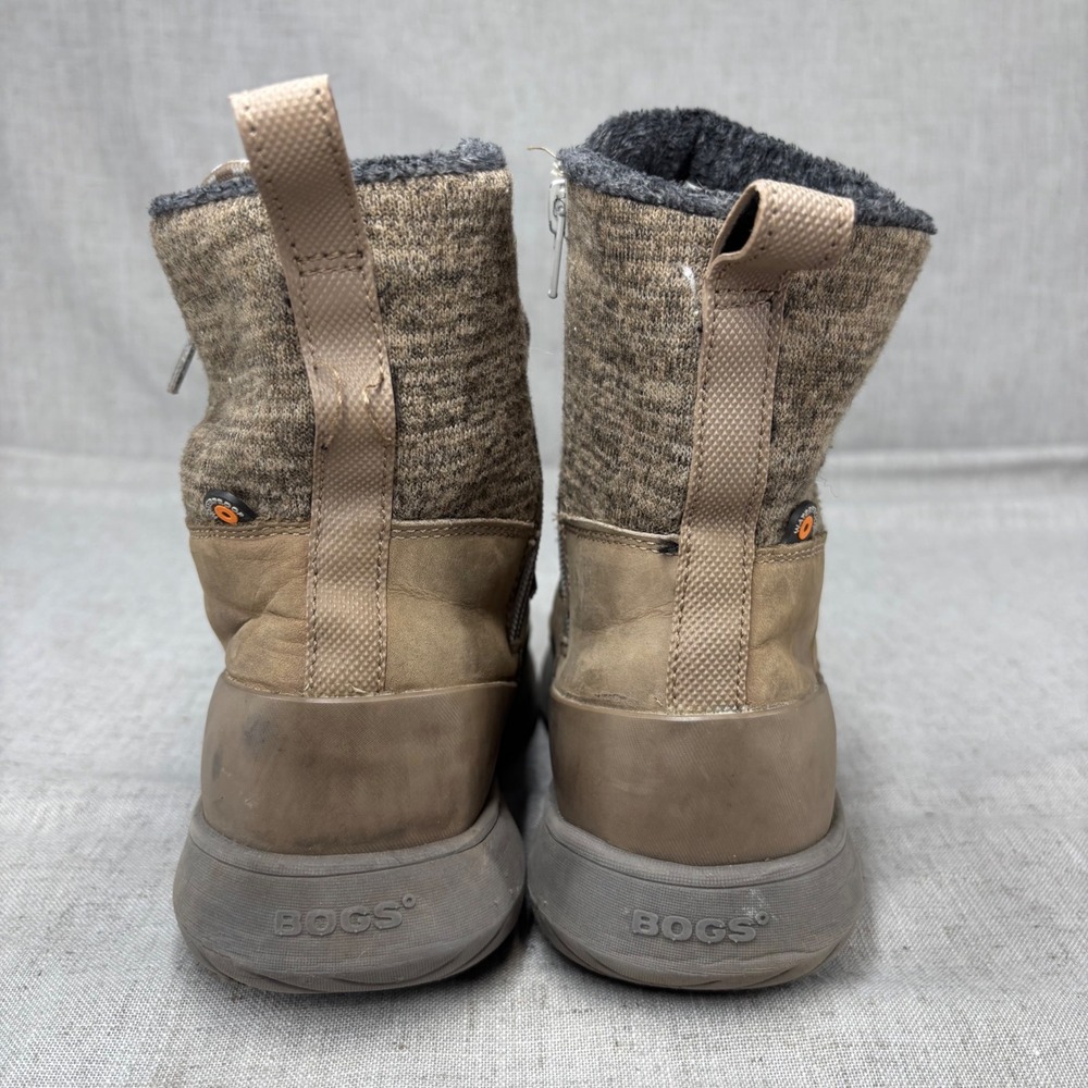 Bogs Freedom Lace Brown Leather Waterproof Lined Winter Boots Zip Up Women's 7 - Picture 6 of 11